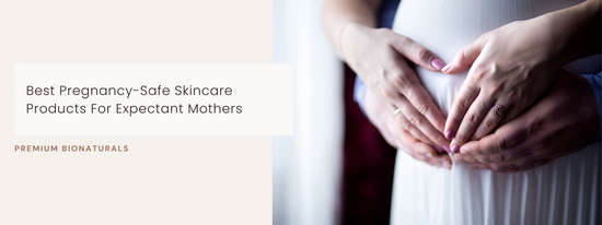 Expectant mother using pregnancy-safe skincare products