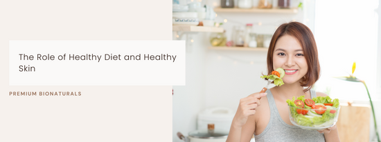Healthy foods contributing to radiant and youthful skin