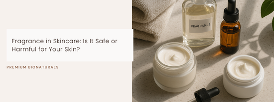 Product label close-up highlighting fragrance in skincare ingredients