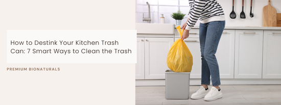 Baking soda scrub showing how to clean the trash can