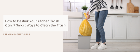 Baking soda scrub showing how to clean the trash can