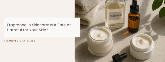 Product label close-up highlighting fragrance in skincare ingredients