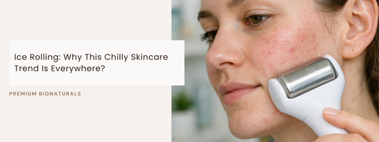 Ice rolling face massage to depuff under eyes in morning routine