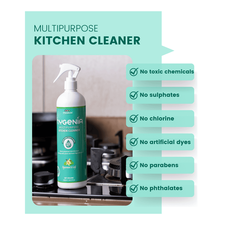 Experience ultimate kitchen cleanliness with our 100% organic, non toxic degreaser, promoting safety and well-being.