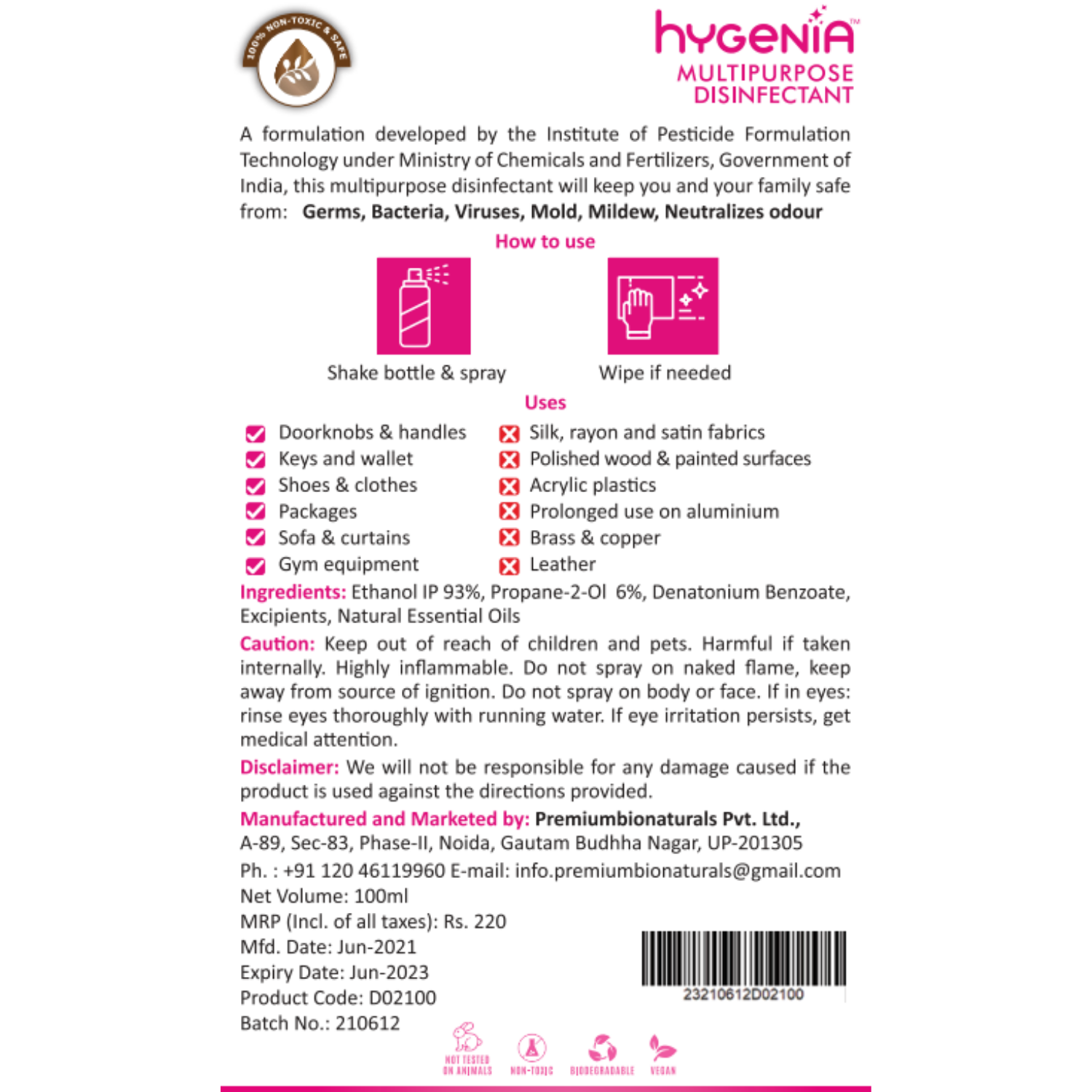 Multipurpose Disinfectant - Rose & French Vanilla