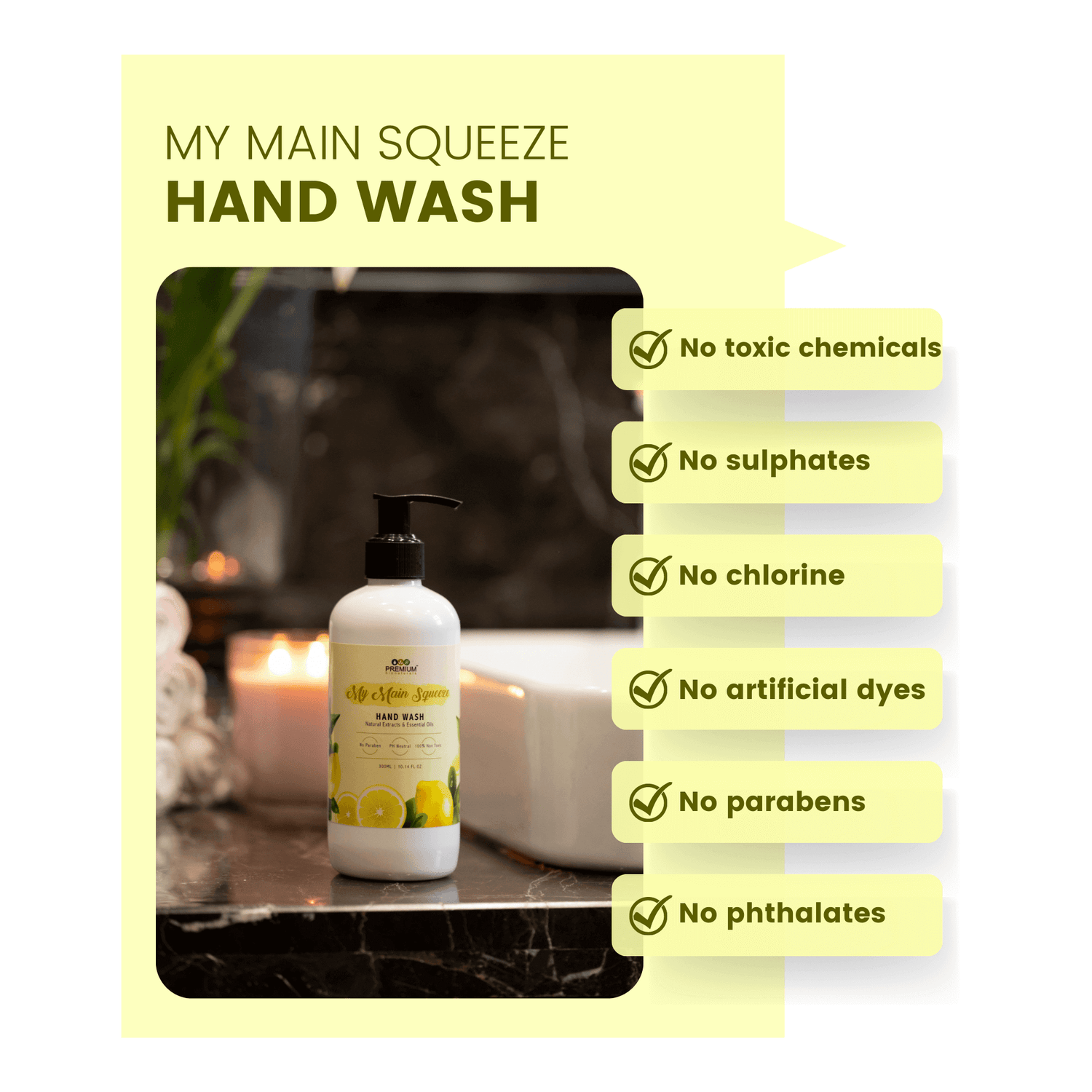 Choose our 100% organic handwash for a pure, gentle, and refreshing cleansing experience.
