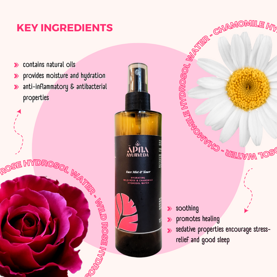 Hydrating Wild Rose & Chamomile Hydrosol Water - Face Mist & Toner
