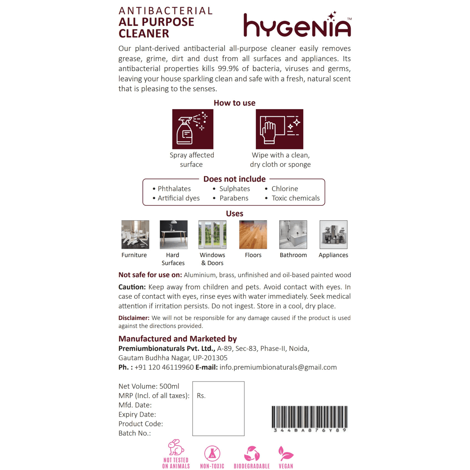 Hygenia all purpose surface cleaners are safe to use on appliances and naturally gets rid of tough stains and grease.